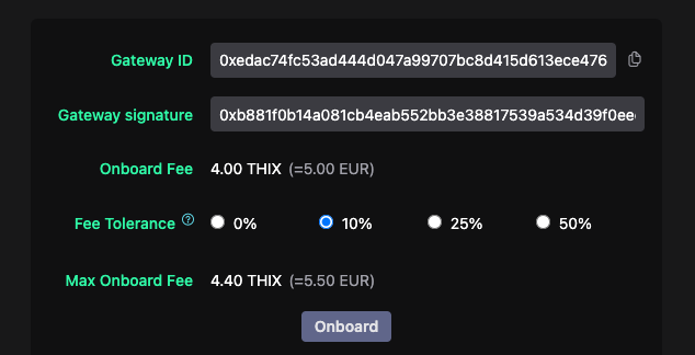 Gateway onboard form