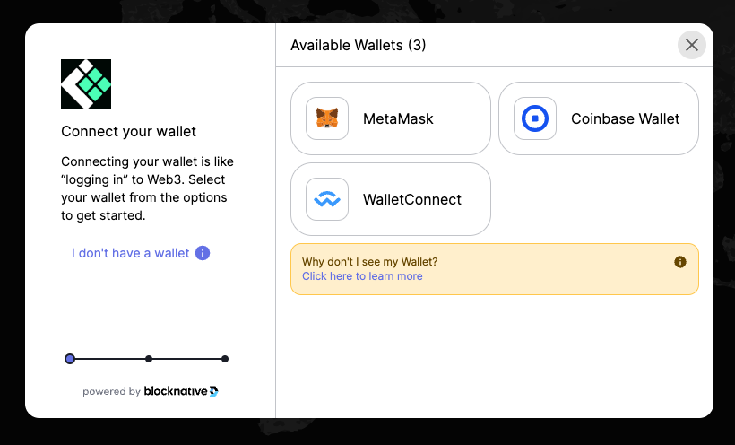 select wallet screen